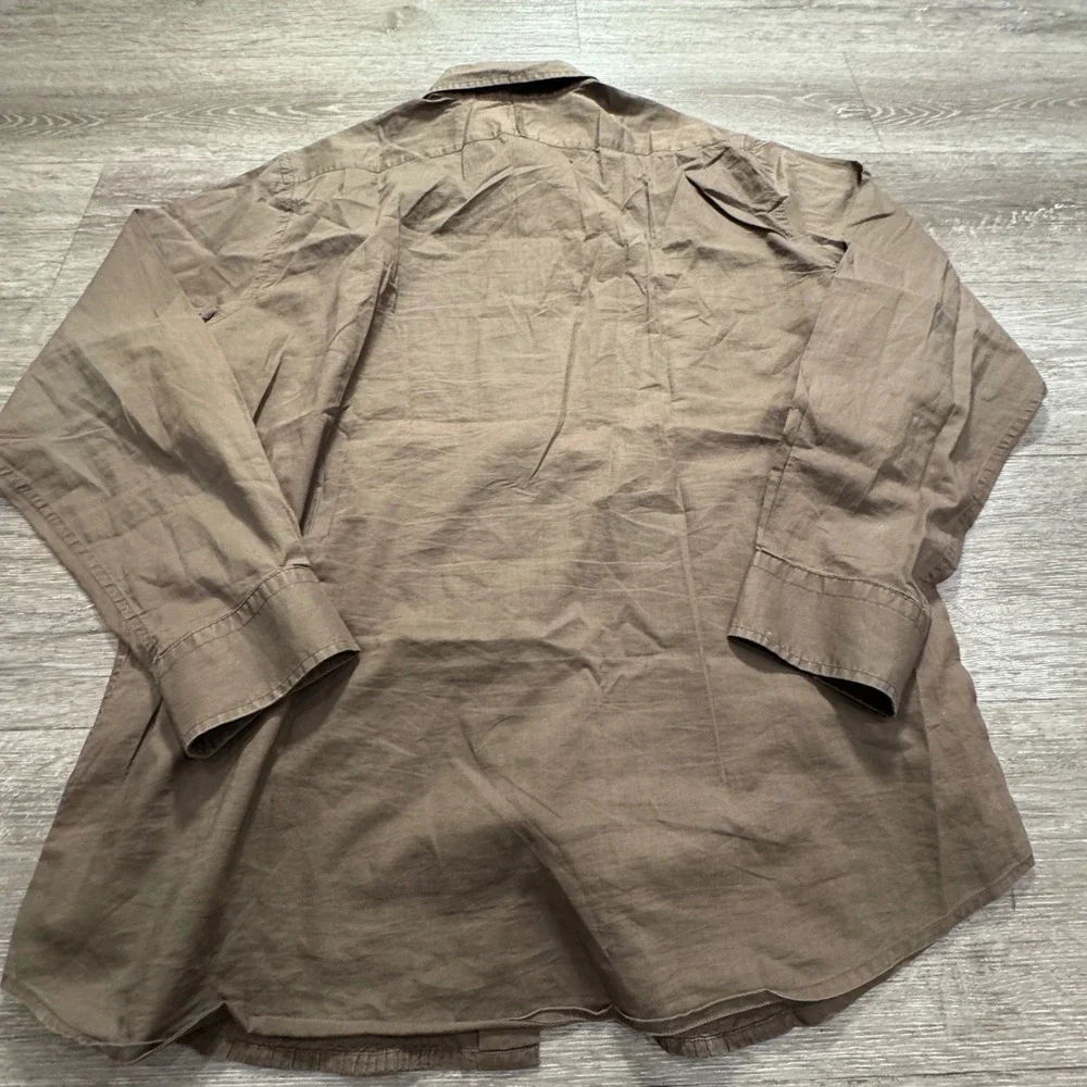 Banana Republic Shirt Mens L Brown Cotton Pintuck Pleated Tuxedo Preppy Casual